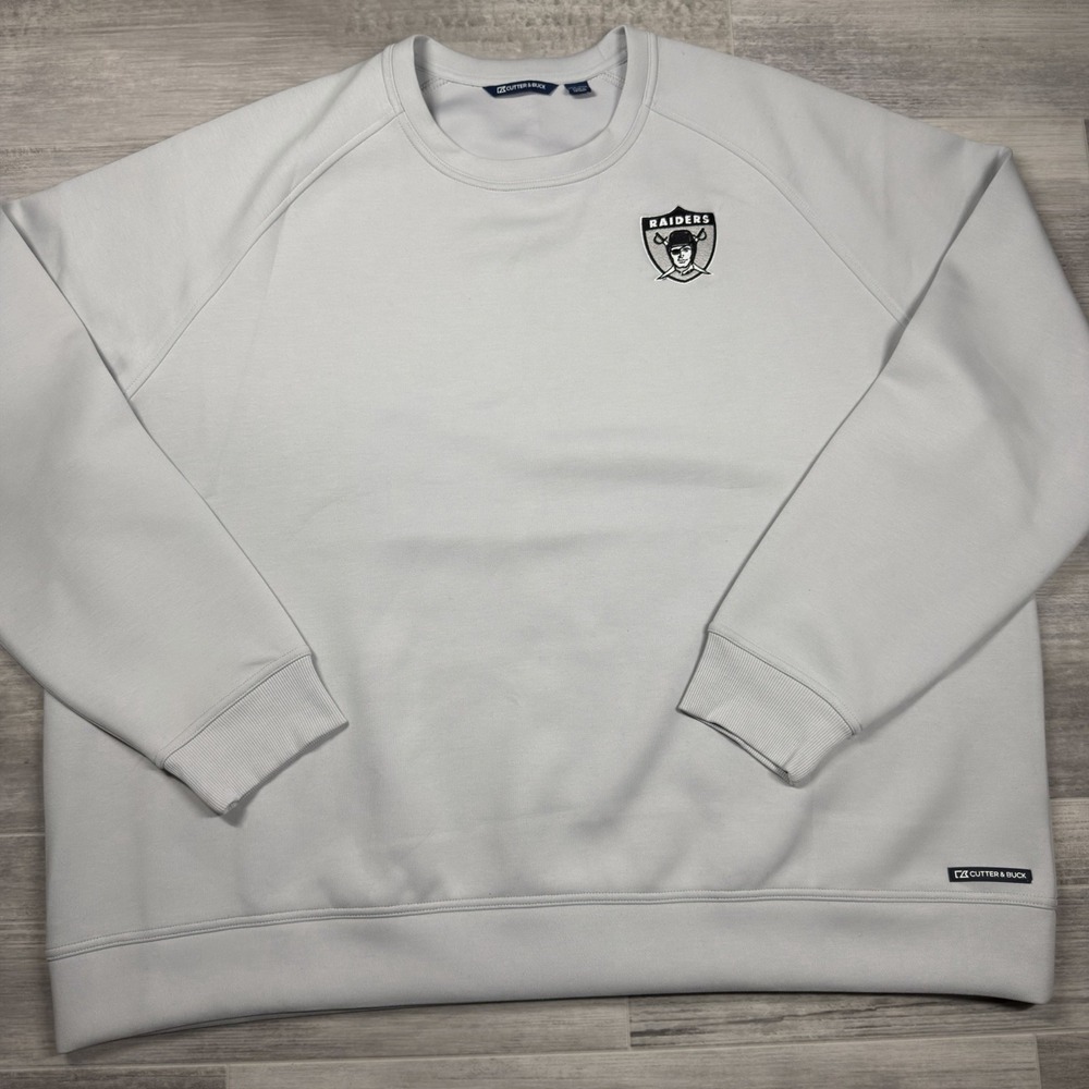 Las Vegas Raiders Cutter & Buck Men's 3XL Throwback Pullover Gray Sweatshirt NEW